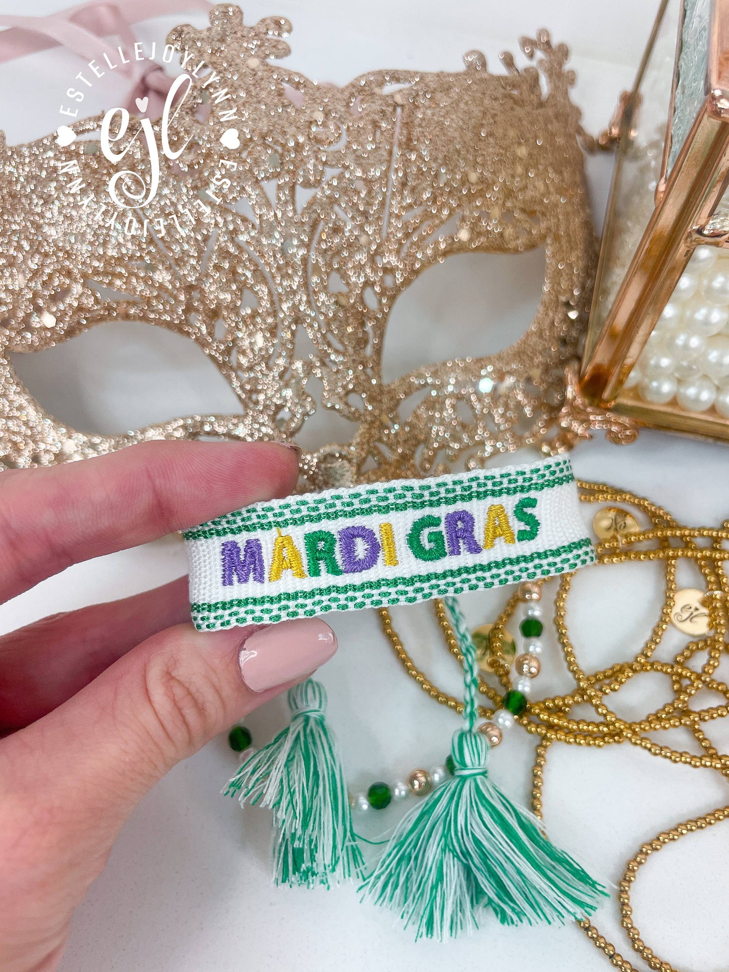 Mardi Gras Embroidered Bracelet