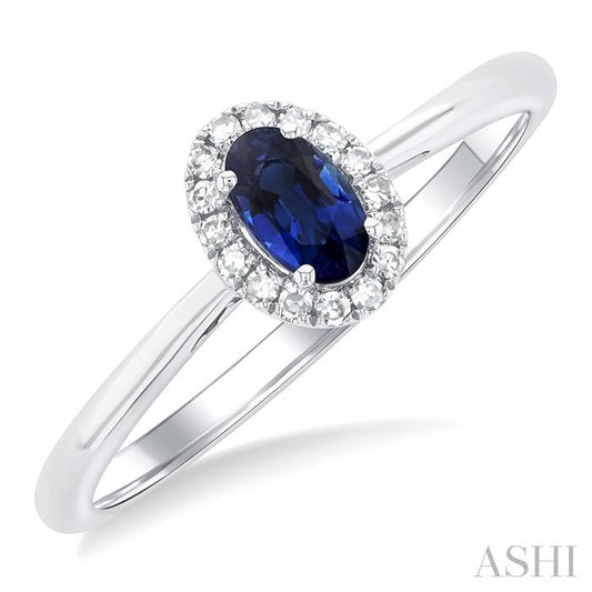 Oval Shape Sapphire & Halo Diamond Ring