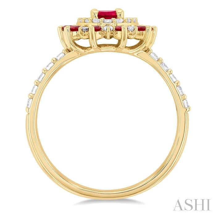 Oval Shape Ruby & Halo Diamond Ring