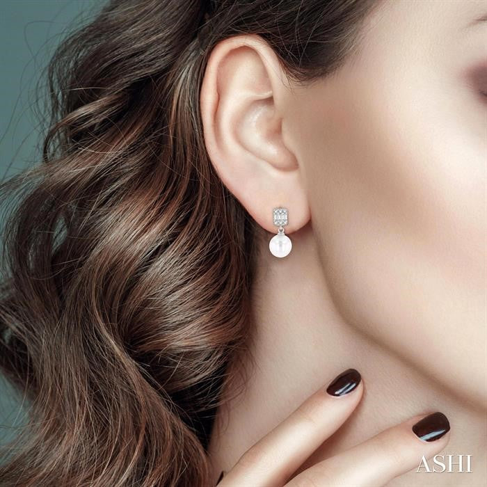 Pearl Drop Diamond Earrings