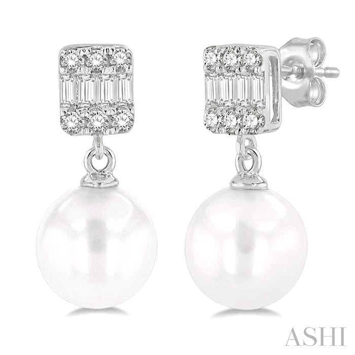 Pearl Drop Diamond Earrings