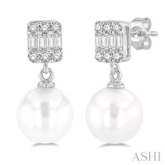 Pearl Drop Diamond Earrings