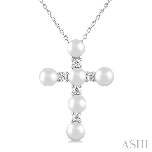 Pearl & Diamond Cross Pendant