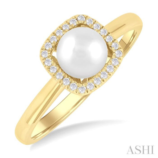 Pearl & Petite Diamond Halo Ring