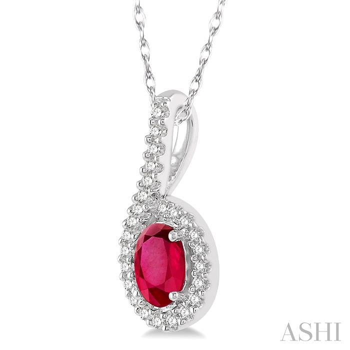 Oval Shape Ruby Diamond Pendant