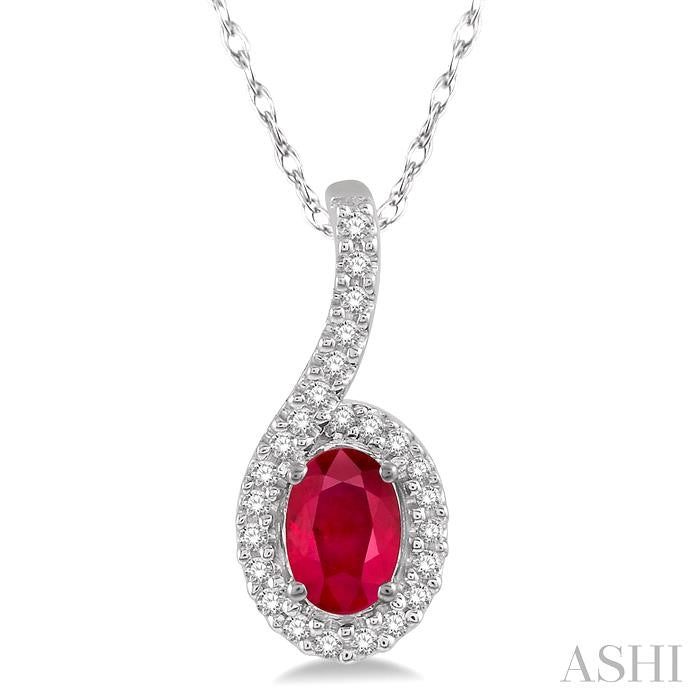 Oval Shape Ruby Diamond Pendant