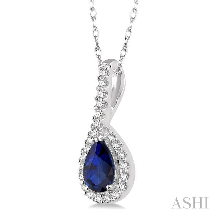 Pear Shape Sapphire Diamond Pendant