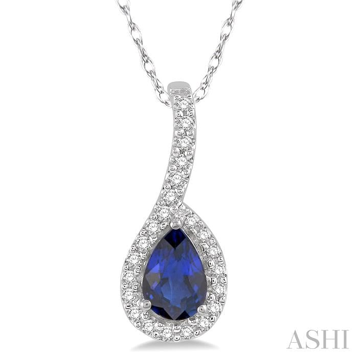 Pear Shape Sapphire Diamond Pendant