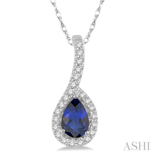 Pear Shape Sapphire Diamond Pendant