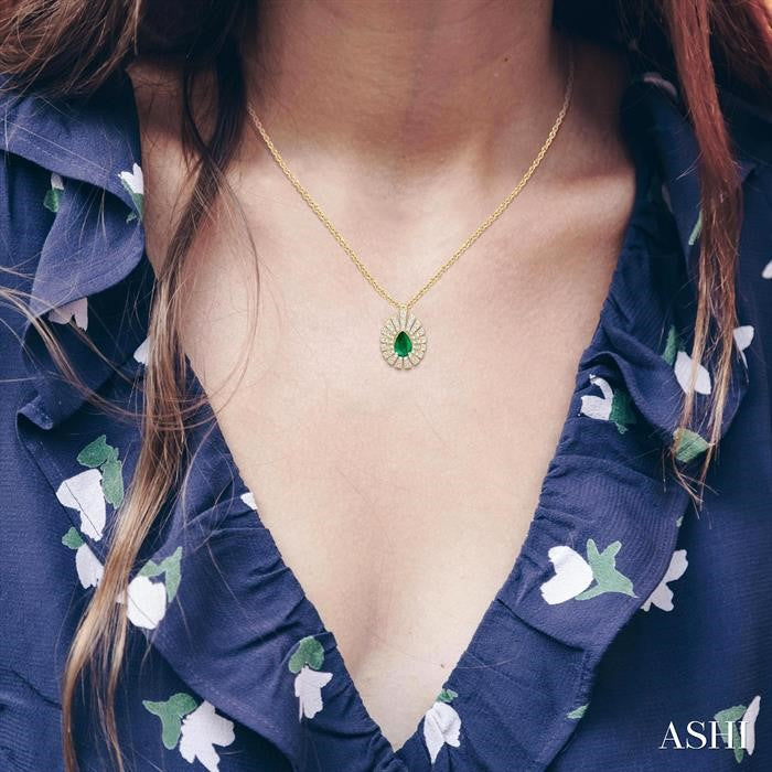 Pear Shape Emerald & Diamond Necklace