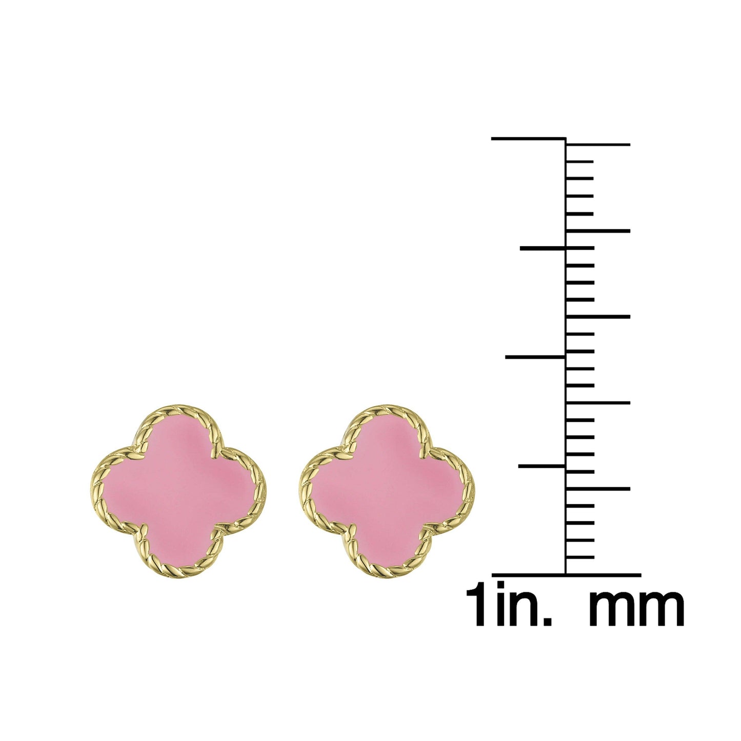 Pink Four Leaf Clover Stud Earrings