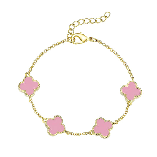 Pink Clover Link Bracelet