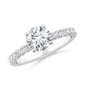 14K White Gold Round Lab Diamond Engagement Ring