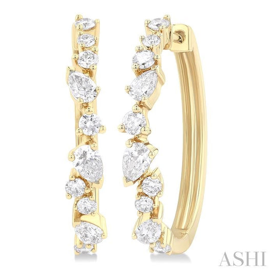 Mixed Shape Diamond Hoop Earrings