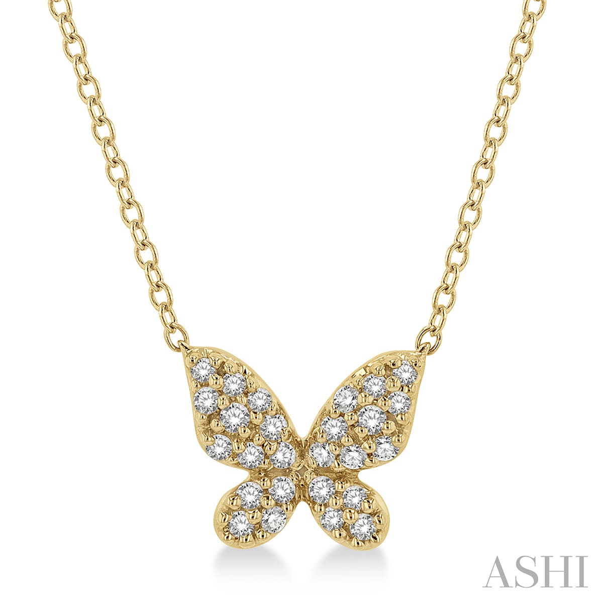 10K Yellow Gold Butterfly Petite Diamond Pendant