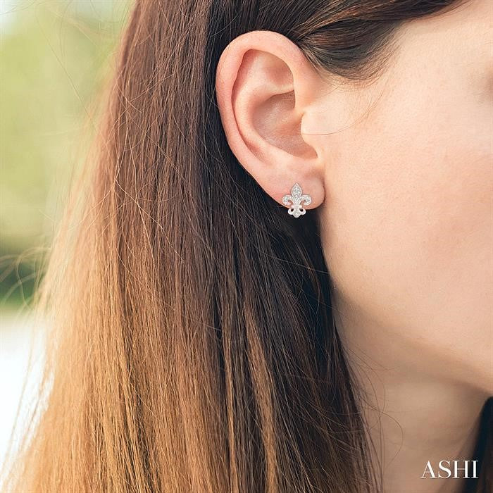 Fleur De Lis Petite Diamond Earrings
