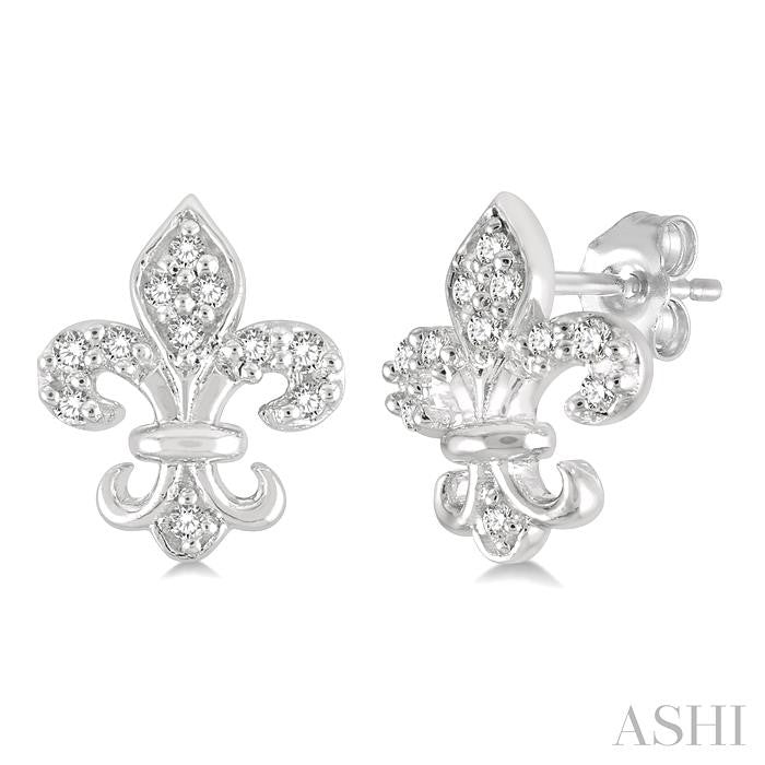 Fleur De Lis Petite Diamond Earrings
