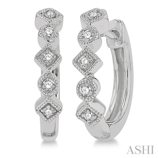 14K White Gold Diamond Huggie Earrings