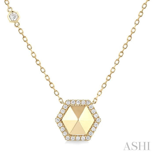 Hexagon Shape Petite Diamond Necklace