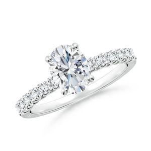 14K White Gold Oval Lab Diamond Engagement Ring