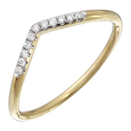 14K Yellow Gold Diamond V-Shape Ring