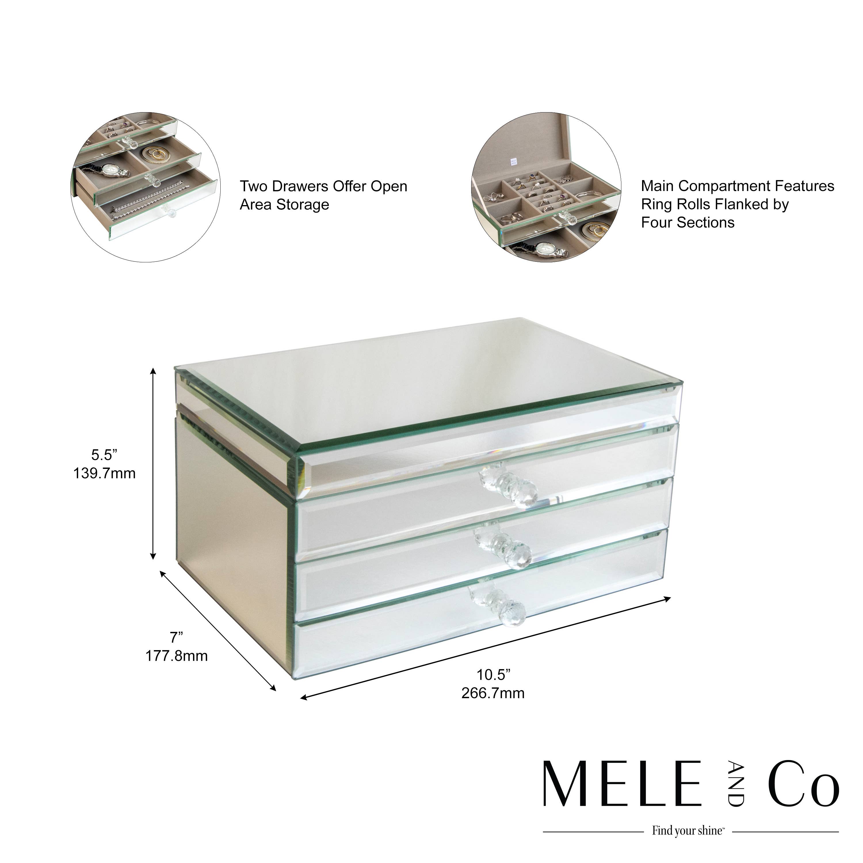 Maxine Mirrored Jewelry Box – Roussel's Fine Jewelry & Gifts