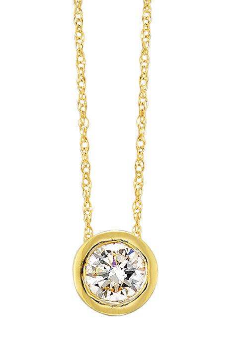 14K Yellow Gold Lab Diamond Bezel Set Pendant