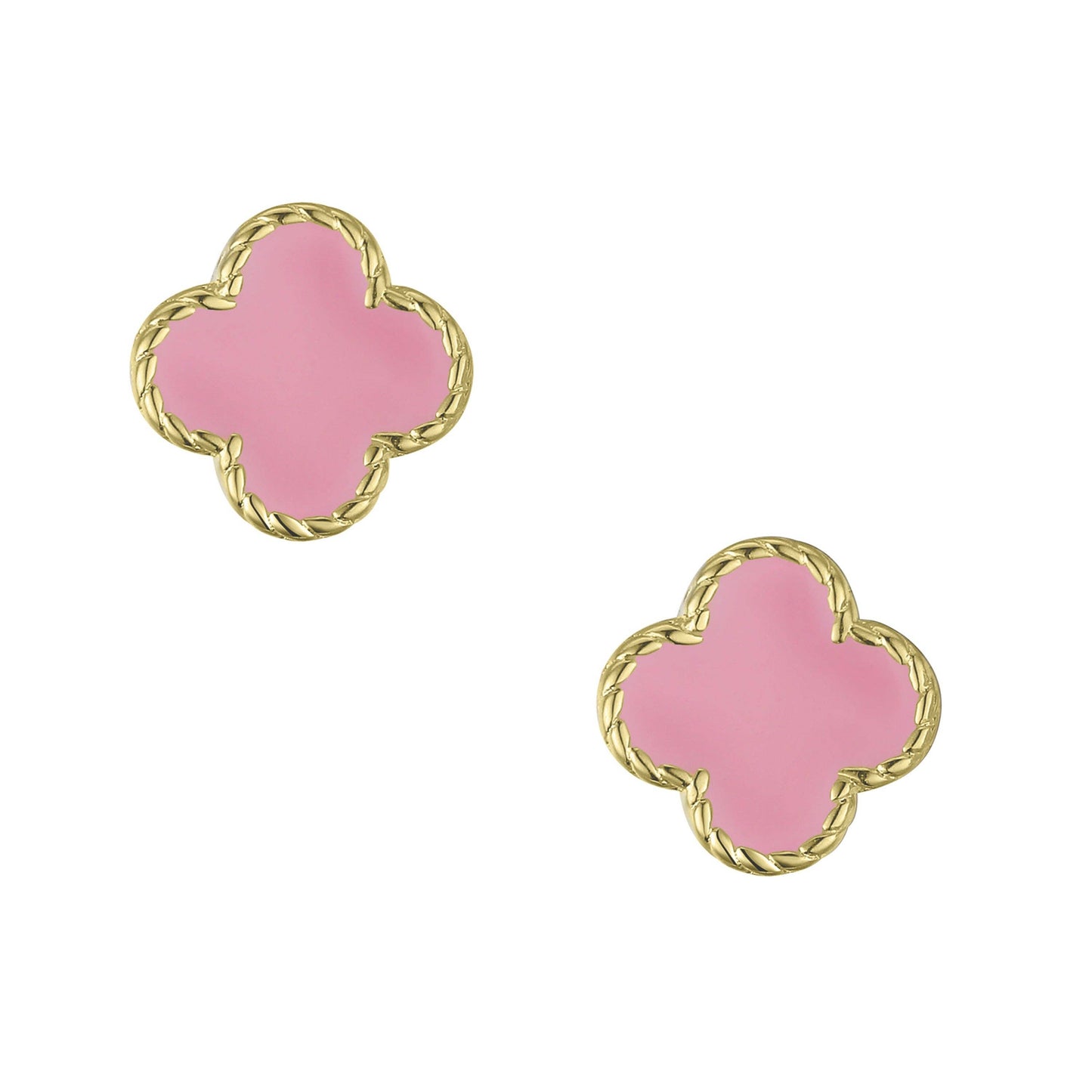 Pink Four Leaf Clover Stud Earrings