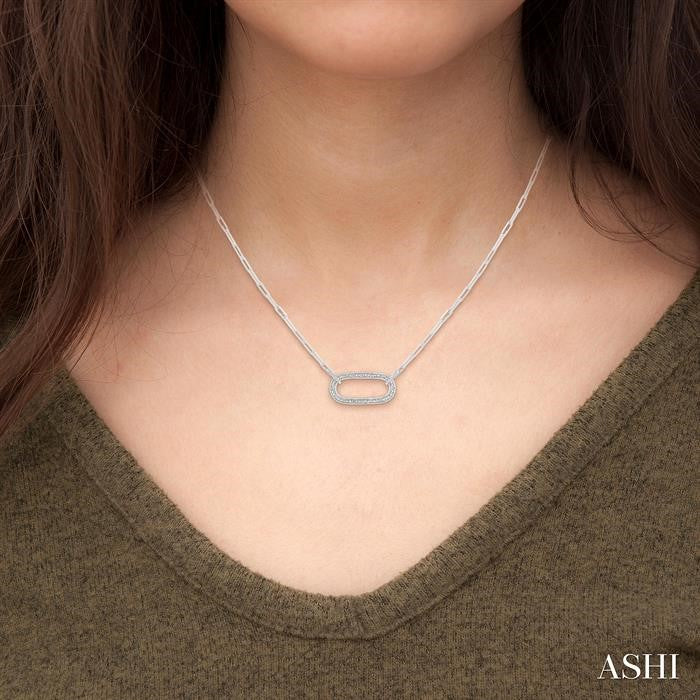 Silver Diamond Paperclip Necklace