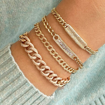 14K Yellow Gold Diamond Cuban Link Bracelet