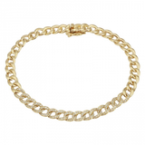 14K Yellow Gold Diamond Cuban Link Bracelet