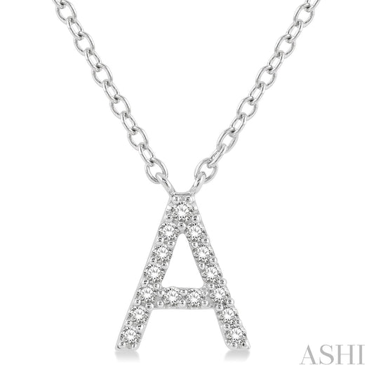 10K White Gold Initial Diamond Pendant