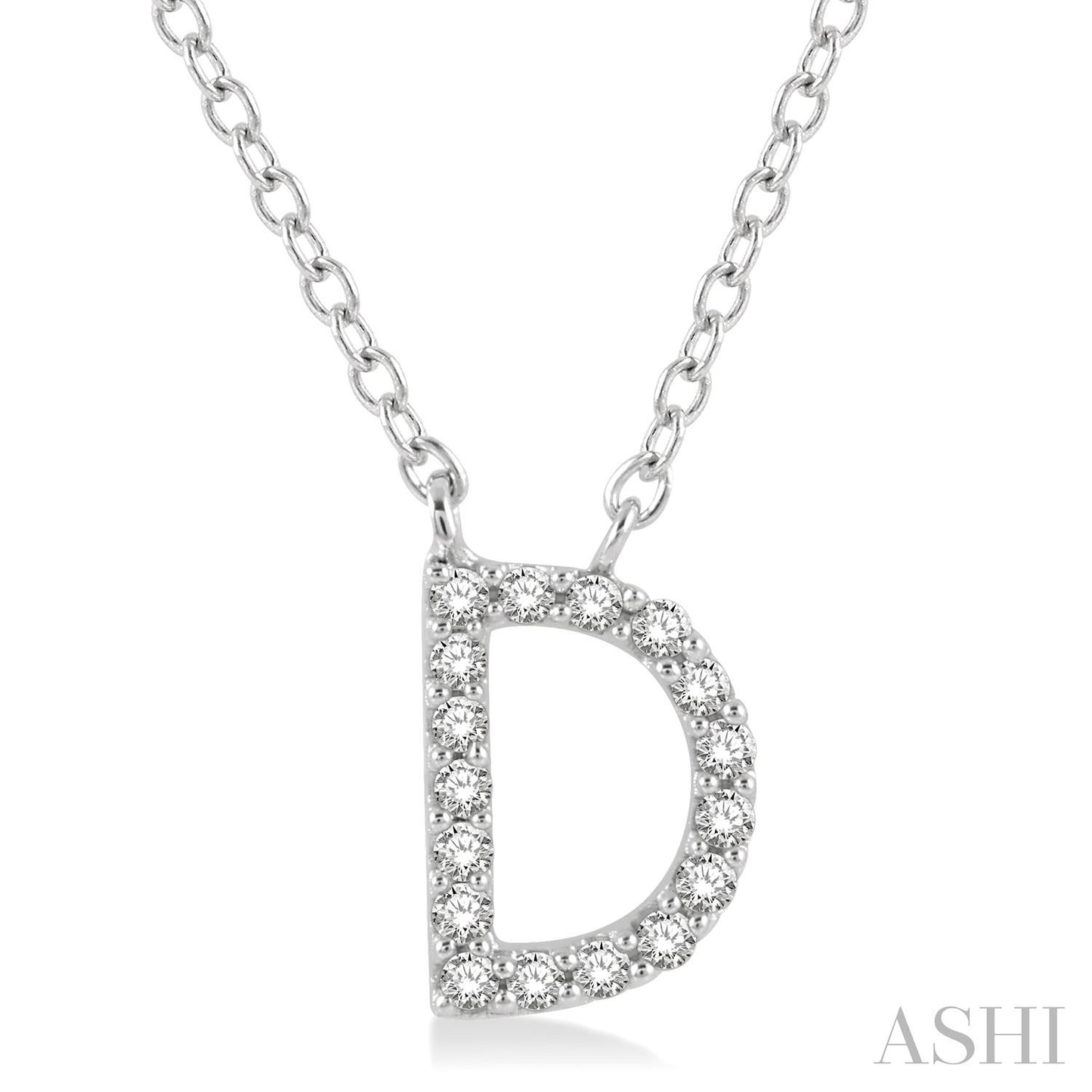 10K White Gold Initial Diamond Pendant