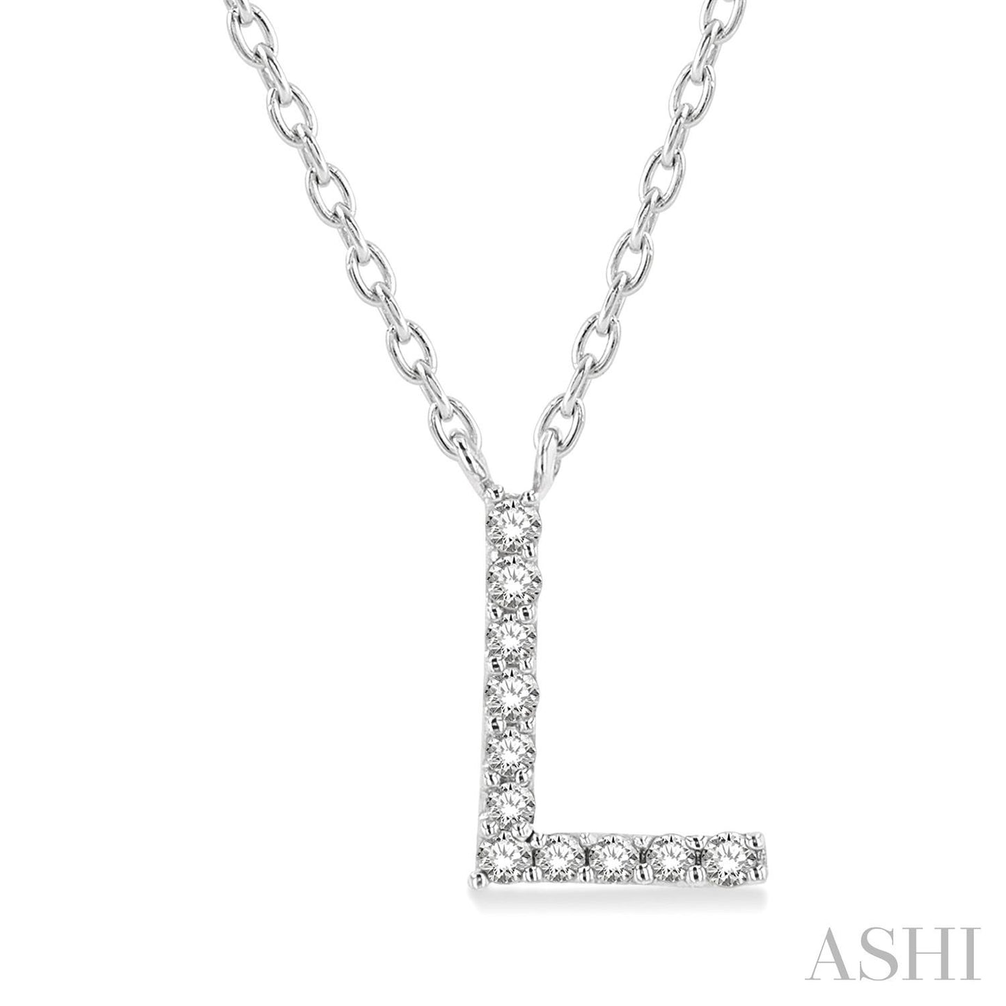 10K White Gold Initial Diamond Pendant