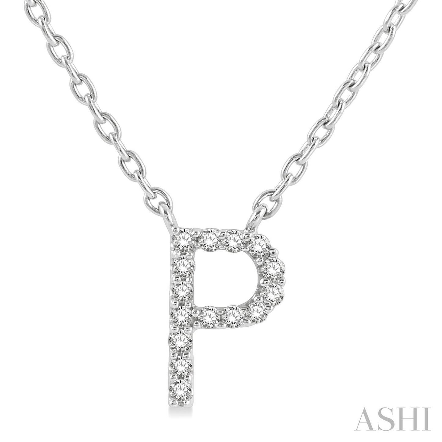 10K White Gold Initial Diamond Pendant