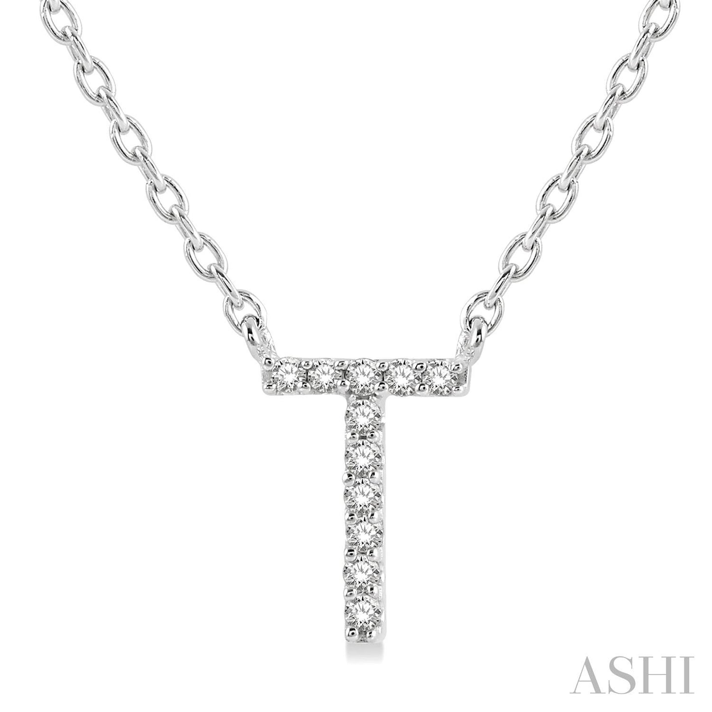 10K White Gold Initial Diamond Pendant