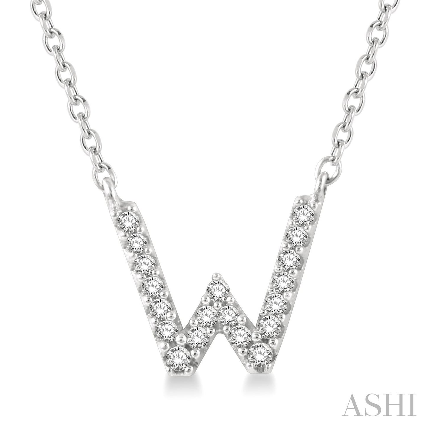 10K White Gold Initial Diamond Pendant