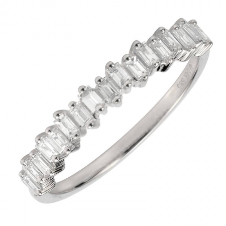 14K White Gold Baguette Diamond Ring