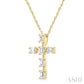 Emerald-Cut Diamond Cross Pendant