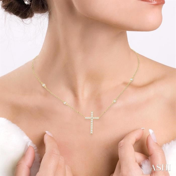 Diamond Cross Station Necklace