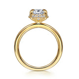 14K Yellow Gold Oval Hidden Halo Diamond Engagement Ring (Does Not Include Center Stone)