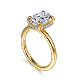 14K Yellow Gold Oval Hidden Halo Diamond Engagement Ring (Does Not Include Center Stone)