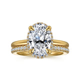 14K Yellow Gold Oval Hidden Halo Diamond Engagement Ring (Does Not Include Center Stone)