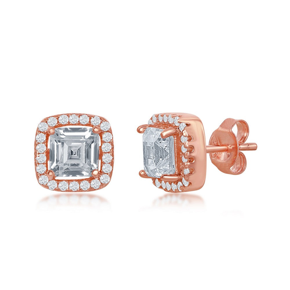 Rose Gold Plated Square Stud Earrings