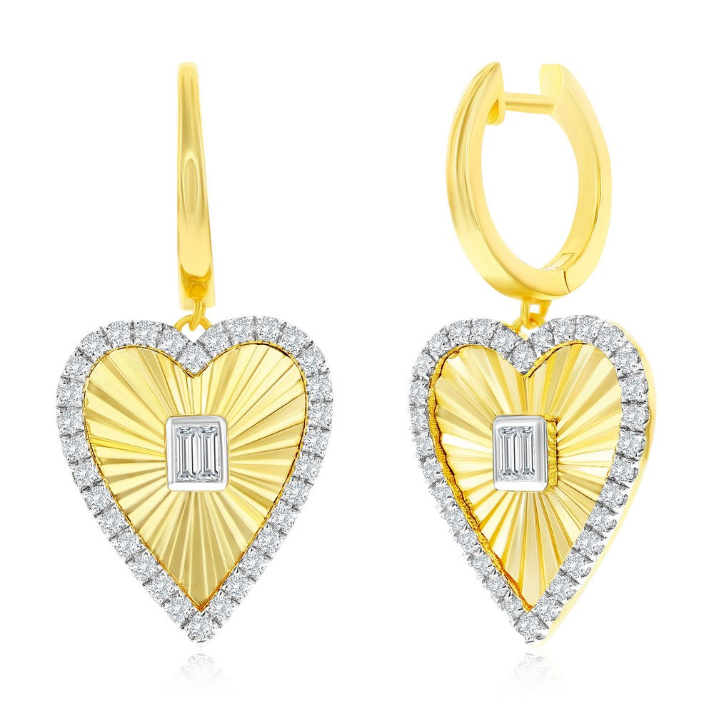 Yellow Gold Fluted Heart Earrings