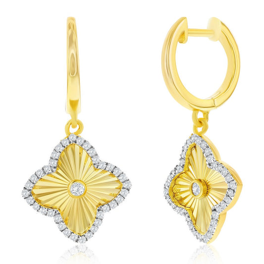 Yellow Gold Fluted Clover Earrings