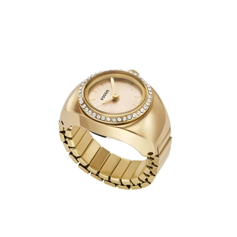 Watch Ring Two-Hand Gold-Tone Stainless Steel