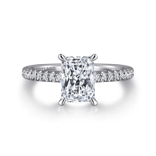 14K White Gold Radiant Cut Diamond Engagement Ring (Does Not Include Center Stone)