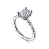 14K White Gold Radiant Cut Diamond Engagement Ring (Does Not Include Center Stone)