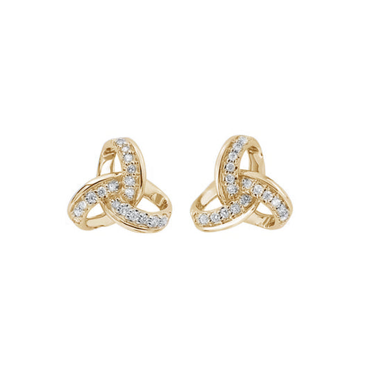 10K Yellow Gold Love Knot Diamond Earrings